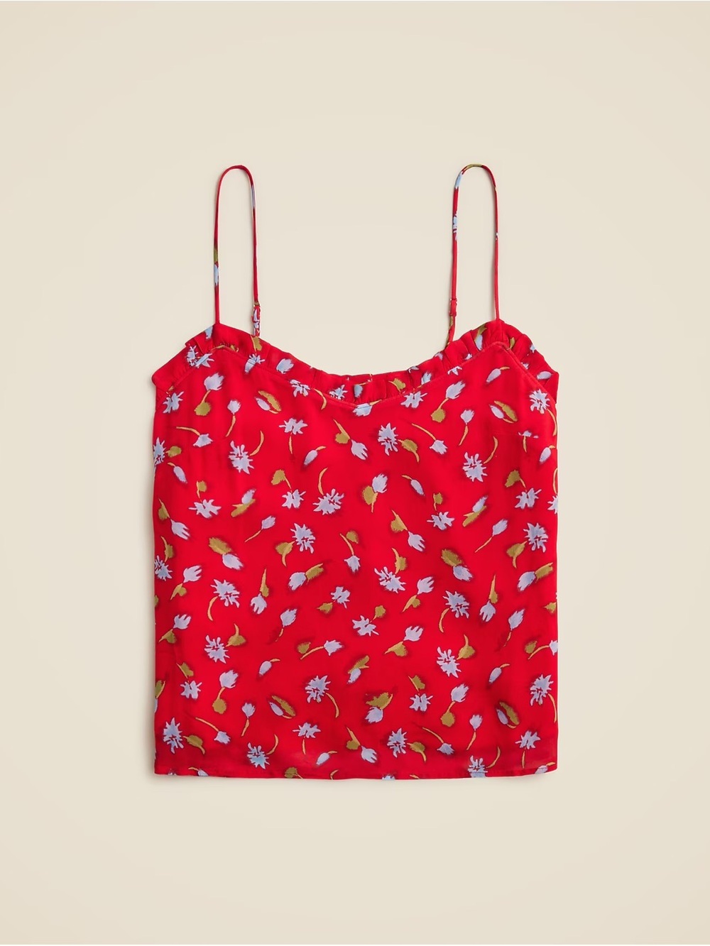 J. Crew Red Floral Spaghetti-Strap Cami
